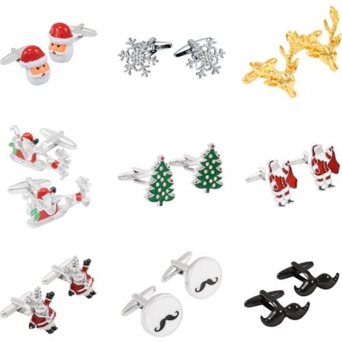 SAVOYSHI 9 Style High Quality Enamel Craft Santa Claus Cufflinks Fashion Mens French Shirt Cufflinks Wholesale Christmas Gifts
