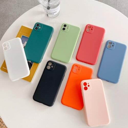 Camera Protection Solid Color Soft Case for iPhone 11Pro Max X XS XR SE Mobile Phone Case for iPhone 8plus 7 12 Pro Soft Fashion