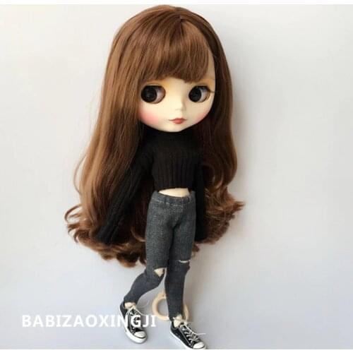 1/6 blyth doll clothes Doll Accessories for pullip Fashion sweater + pants for blyth clothing 30cm doll jeans for barbi shirt