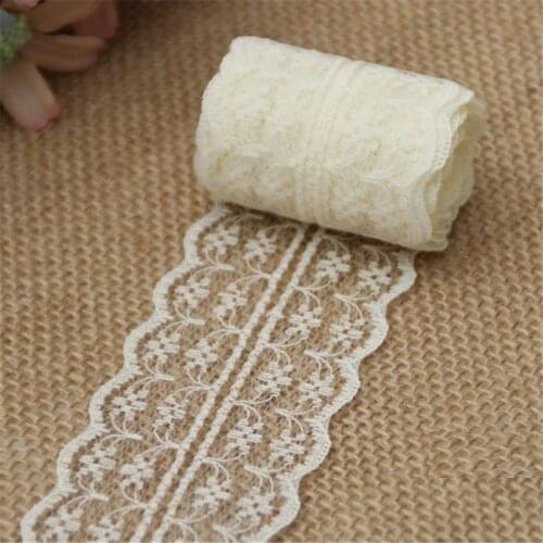 10m/lot 4.5cm Lace Ribbon Lace Trim Fabric Rustic Wedding Decoration Handcrafted Embroidered Sewing Clothes Dress DIY Material
