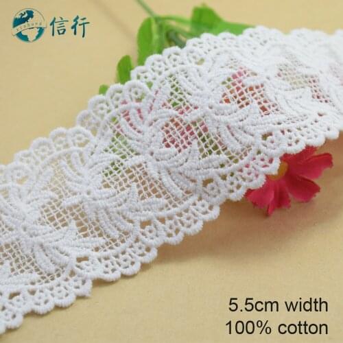 10yards 5.5cm Cotton embroid lace sewing ribbon guipure trims or fabric warp knitting DIY Garment Accessories free shipping#3621