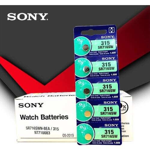 100pc Sony 100% Original 315 SR716 SR716SW EP2012 D315 Cell Button Batteries Silver Oxide men ladies children watches retail
