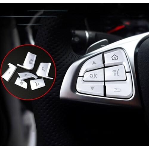 12Pcs/Set Car Steering Wheel Button Switch Cover For Mercedes Benz GLC A C Class ABS Chrome Style Car Trim Sticker Decoration