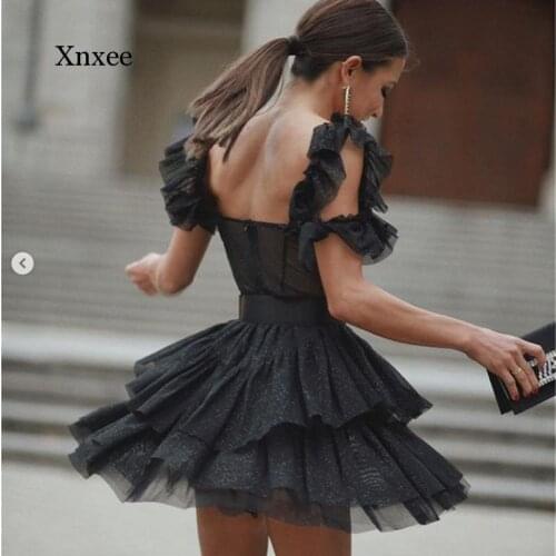 2021 Ruffles Mini Dress Women Summer Sexy Fashion Bodycon Backless Spaghetti Straps A Line Casual Dresses Clothing Outfits