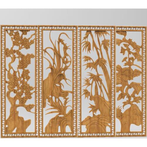 4pcs set plum blossoms/orchid/bamboo/chrysanthemum 3d model relief for cnc carving engraving in STL file format artcam aspire