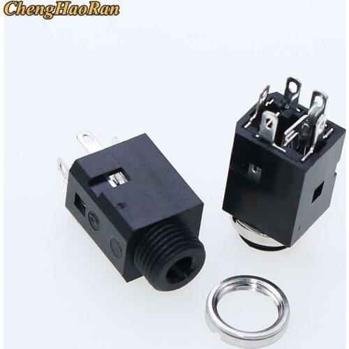 5Pcs 3.5MM Vertical socket 5Pin Stereo Female Socket Jack with Screw 3.5 Audio Headphone Connector PJ-341 3 Poles Earphone Hole