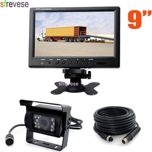 9" TFT LCD Monitor for Bus Truck Motorhome + Waterproof 4Pin 18 LED Reversing Parking Backup Camera Free 15M cable
