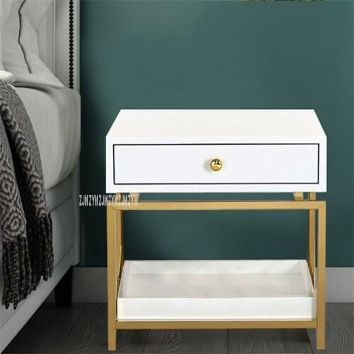 910 Bedside Cupboard Gold-Plating Nightstand Postmodern Simple Bedroom Night Table Light Luxury Baking Finish Bedside Locker
