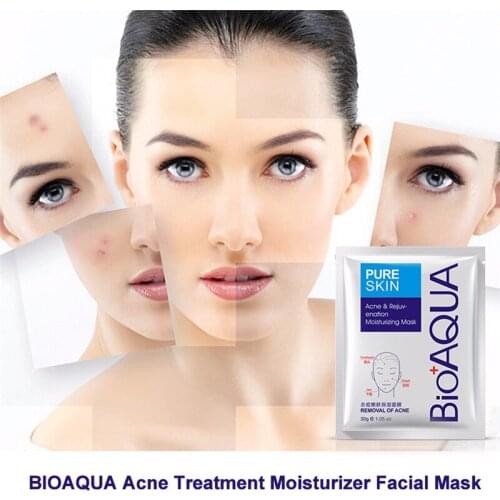 BIOAQUA Remove Acne Moisturizing Face Mask Acne Treatment Oil Control Natural Essence Whitening Facial Mask Women Skin Care