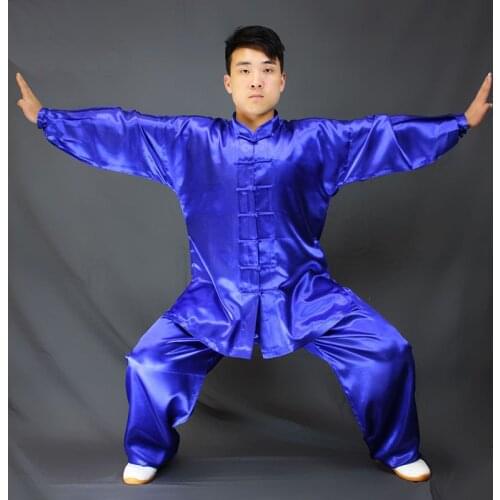 USHINE Glitter satinTai chi uniform Satinexercise belt 6 colors Wushu Kungfu clothing children adult martial arts Wing Chun suit