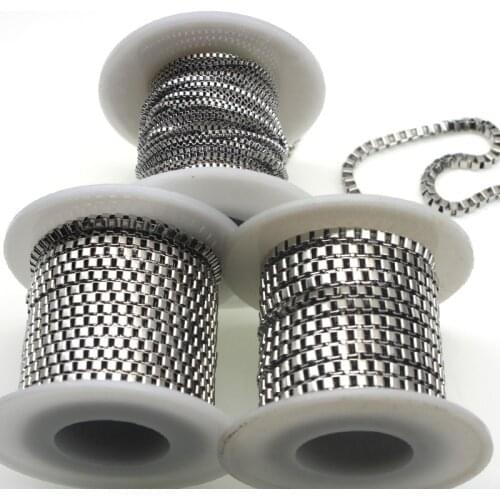 3meter/lot 304 Stainless Steel Box Chain Bulk Necklace Cable Link Chain Accessories For DIY Jewelry Making Findings Supplies
