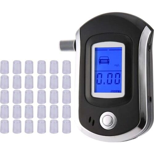 LAMJAD AT6000 Digital Alcohol Tester Alcohol Breathalyzer Semiconductor Professional Digital LCD Display with 31 Mouthpieces