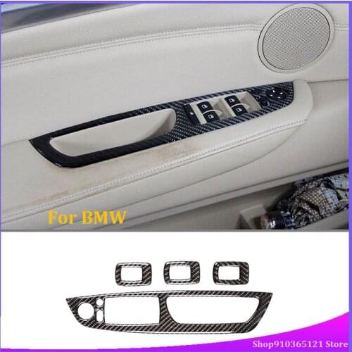 For BMW X5 X6 2008-2013 Glass Lift Frame Real Carbon Fiber (Soft) Car Interior Modification Parts Left and Right Titanium
