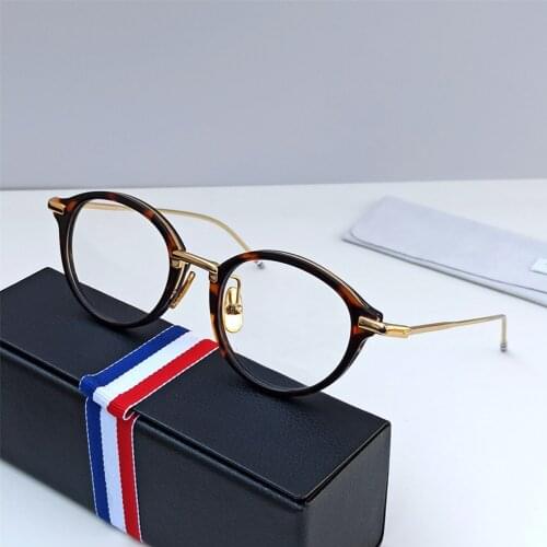 Eyeglow High Quality Round Fashion Eyeglasses Frame Men and Women 2021 Retro Glasses Thom Frames oculos de grau feminino