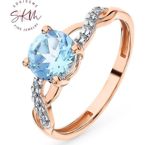 SKM delicate topaz rings for women 14k rose gold brand designer Engagement rings designer Promise Luxury Fine Jewelry
