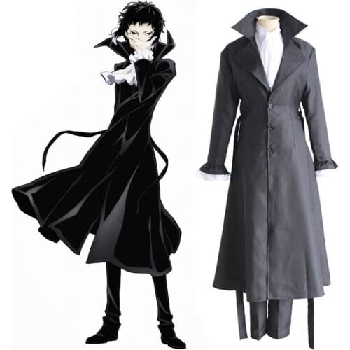 Anime Bungo Stray Dogs Cosplay Mafia Akutagawa Ryunosuke Detective Agency Member Costume Uniforms Halloween Party Set