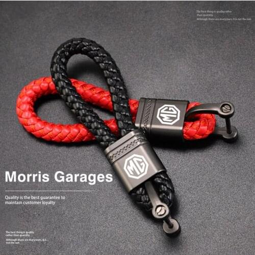 Leather Woven Rope Metal Keychain Car Styling Key Ring For Morris Garages MG 6 3 5 7 TF ZR ZS HS GS GT Hector RX5 RX8 350 550
