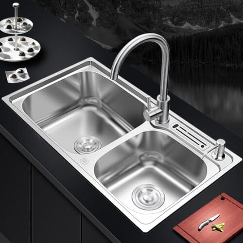 Kitchen sink stainless steel double bowl above counter or udermount sinks vegetable washing basin 1.2mm thickness sinks kitchen