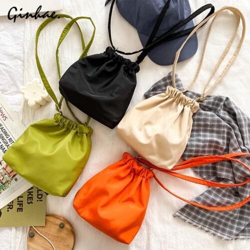 Summer Fashion Oxford Small Crossbody Shoulder Bags Simple Solid Color Bucket Bags Women Travel Phone Handbags And Purses Bolsos