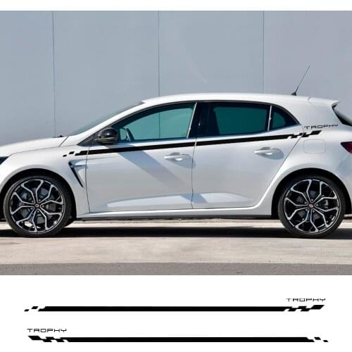 2PCS Car Door Side Skirt Lattice Vinyl Stickers For Renault Megane 2 3 4 RS Grandtourer GT Trophy Auto Body Decor Accessories