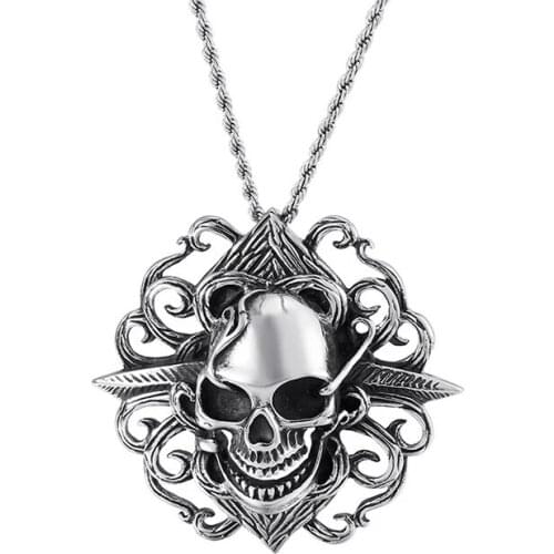 New European and American stainless steel titanium steel pendant mens rock personality skull pendant