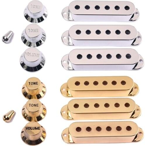 Guitars 6 Hole Single Coil Pickup Cover & 1V2T Knob Switch Tip Set Of 3