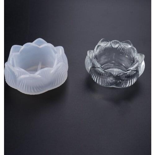 Transparent DIY Ashtray Silicone Mold Lotus Candle Holder Crystal Epoxy UV Resin Storage Box Mould Flower Pot Container Glossy