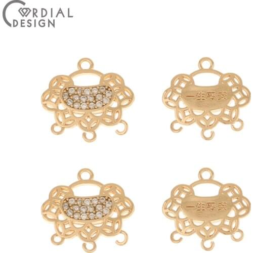 Cordial Design 50Pcs 15*16MM Jewelry Accessories/CZ Connectors/DIY Earring Making/Jewelry Findings & Components/Hand Made/Charms
