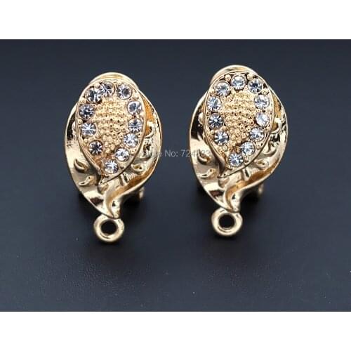 Earrings post Loop Base Paved Rhinestone CZ Drop Clip Stud Earrings Hooks DIY African Weddings Jewelry Findings Accessories