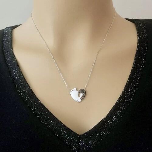 The Step In My Heart 925 Sterling Silver Necklace Women Girls Gift Jewelry Accessories Fashion Handmade Elegant Chain