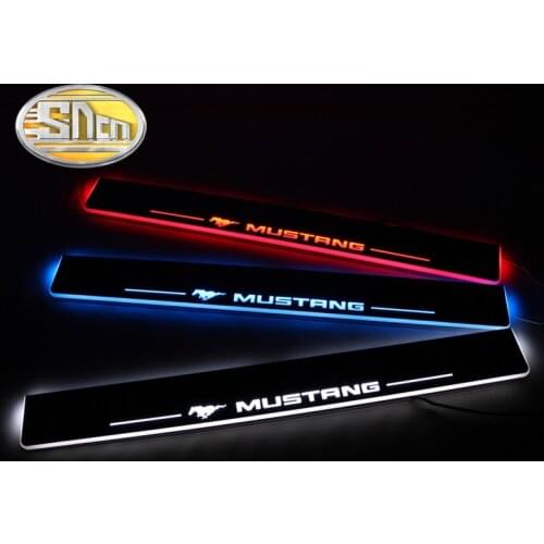 SNCN 2PCS Waterproof Acrylic Moving LED Welcome Pedal Car Scuff Plate Pedal Door Sill Pathway Light For Ford Mustang 2016 - 2019