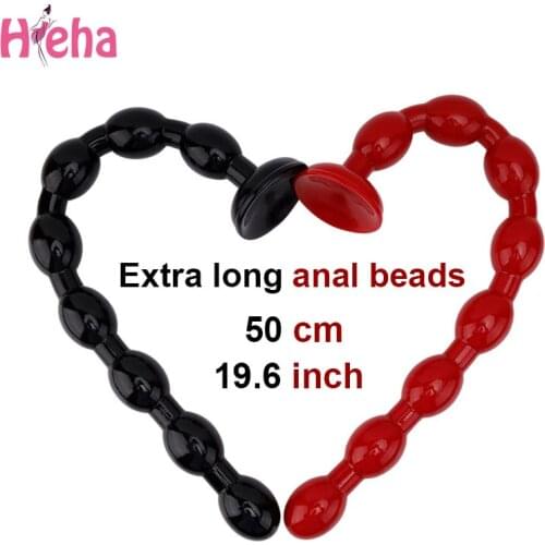 Super Long Anal Bead Plug with Suction Cup Prostate Massager Anus Dilator Butt Plug Masturbate Anal Bead Sex Toys for Men Women