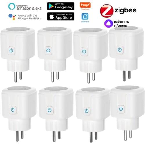Tuya Zigbee Smart WiFi Socket EU Plug 16A Power Monitor Timer Outlet Smart Home Voice Remote Control With Alexa Google Home