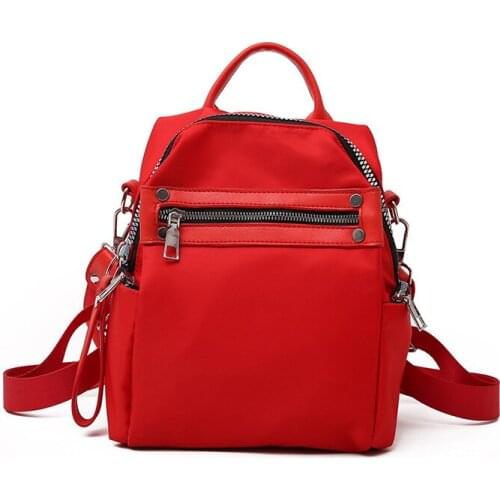 4PCS / LOT Women Small Backpack Nylon Backpack Casual Bags For Teenage Girls Black Red Rucksacks Mochila