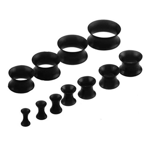 1Pair Silicone Flesh Tunnel Double Flared Saddle Ear Plug Gauge Unisex Piercing