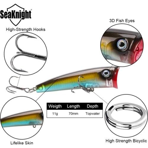 1 PCS SK004 Good Package 70mm 11g Topwater Artificial Fishing Bait Fishing Lures Poper Popper Quality Hooks Hard Lures