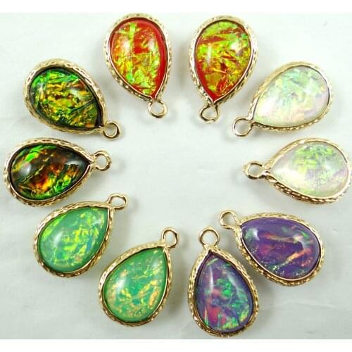 Natural stone Turquoises Quartz crystal Resin Double Loop Connector Pendant for diy Jewelry making necklace Accessories 10PCS