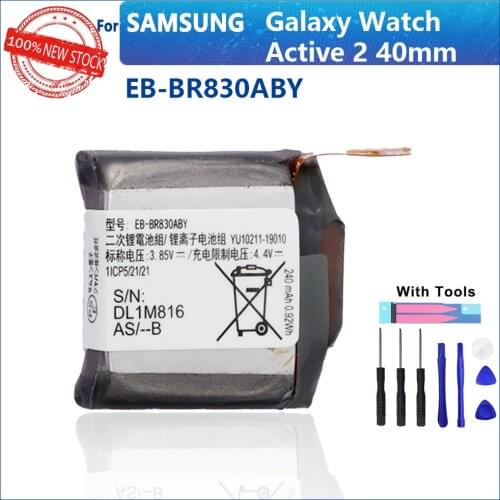 100% Original 247mAh EB-BR830ABY For Samsung Galaxy Watch Active2 40mm SM-R835 SM-R830 Watch Replacement Battery With tools