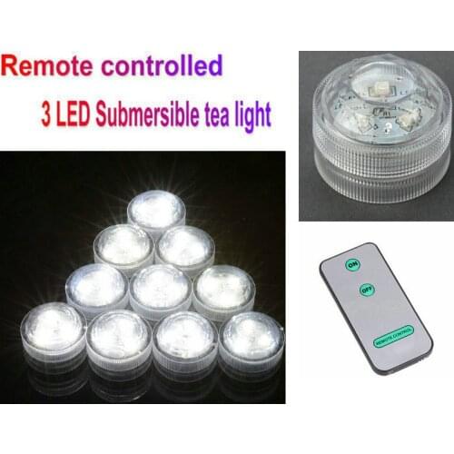 100pcs/lot 3smds remote controlled submersible Led tealight candle lamp waterproof Wedding/Xmas/Valentine party table Vase decor