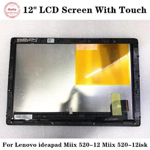 12'' For Lenovo ideaPad MIIX 520-12 Series miix 520-12isk miix 510 12 LED LCD Screen touch digitizer Assembly with frame Tested
