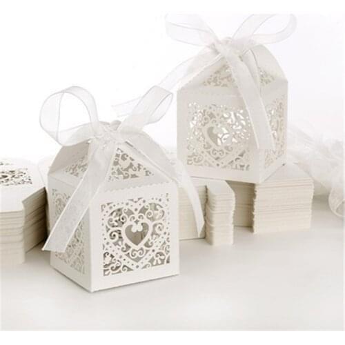 20pcs White Lot Love Heart Laser Cut Candy Box Candy Boxes to Wedding Party Gift Cand Paper DIY Box Bag 3