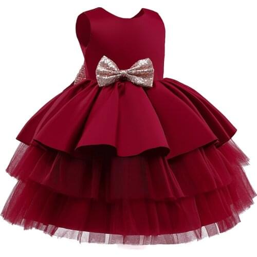 2021 Kids Evening Dresses Formal Cake Dress For Children Costume Sequin Party Dress Girl Infant Vestido Sleeveless 3-10 Years
