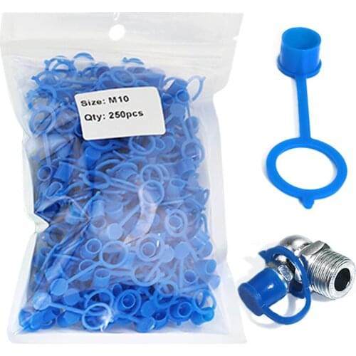 250PCS Grease Fitting Caps Blue Polyethylene Dust Caps for M10 Metric Thread Grease Zerk Nipple Fitting