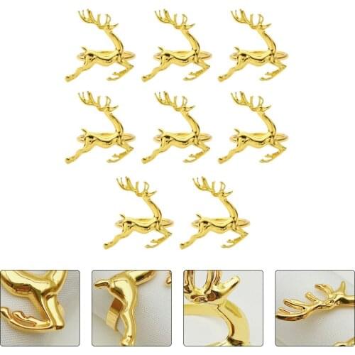 8Pcs Christmas Napkin Rings Party Holiday Wedding Napkin Holder Decoration Adornment Deer Napkin Ring Ornament for Table