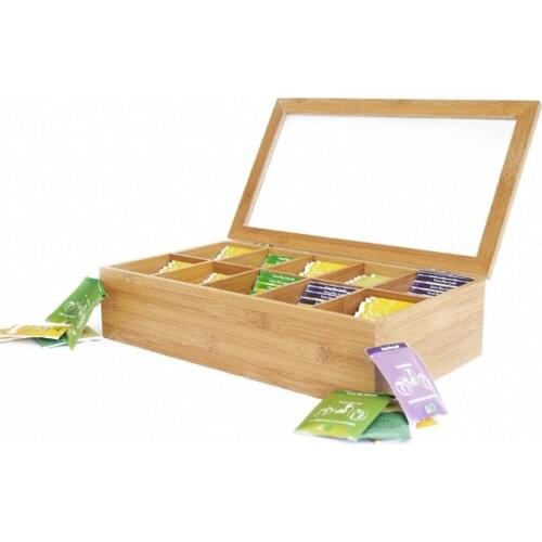 Bamboo - 10 Compartment Tea Container