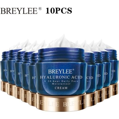 BREYLEE Hyaluronic Acid Moisturizer Face Cream Whitening Smoothing Nourishing Face Skin Care 24-hour Daily ImproveDrySkin 10PCS