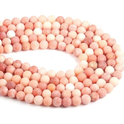 Natural Stone Beads Dull Polish Matte Pink Aventurine Stones Loose Bead for Jewelry Making Bracelet DIY Necklace Accessories