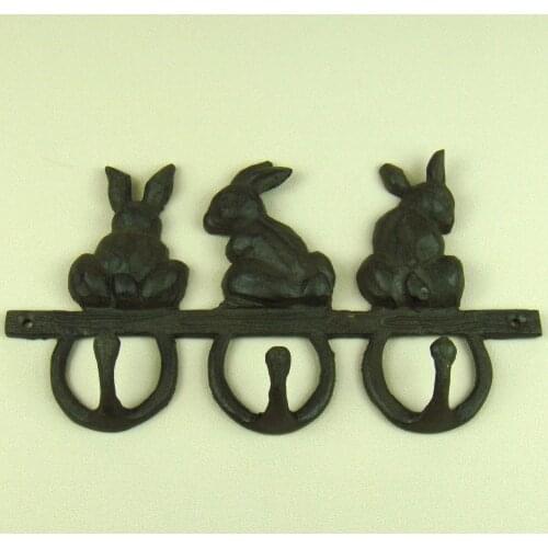 Cast Iron Bunny Clothes Hanger Ornamental Metal Hare Hat Hook Household Hardware Wall Decoration Art and Craft Articles Supplies