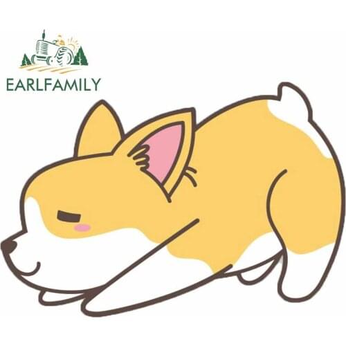 EARLFAMILY 13cm x 9cm Cute Corgi Strawberry Ice Cream Sticker Car Window Trunk Decal Self Adhesive Stickers Graphics