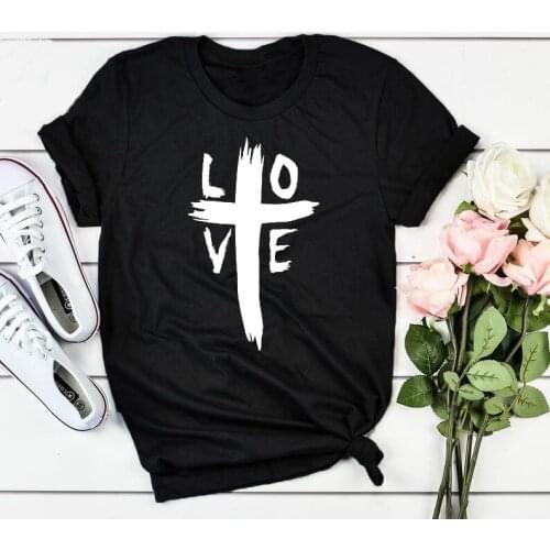 LOVE Cross T-Shirt Distressed Cross Graphic Tee Casual Christian Faith Slogan Grunge Shirt Lover Faith Bible Vintage Girl shirts